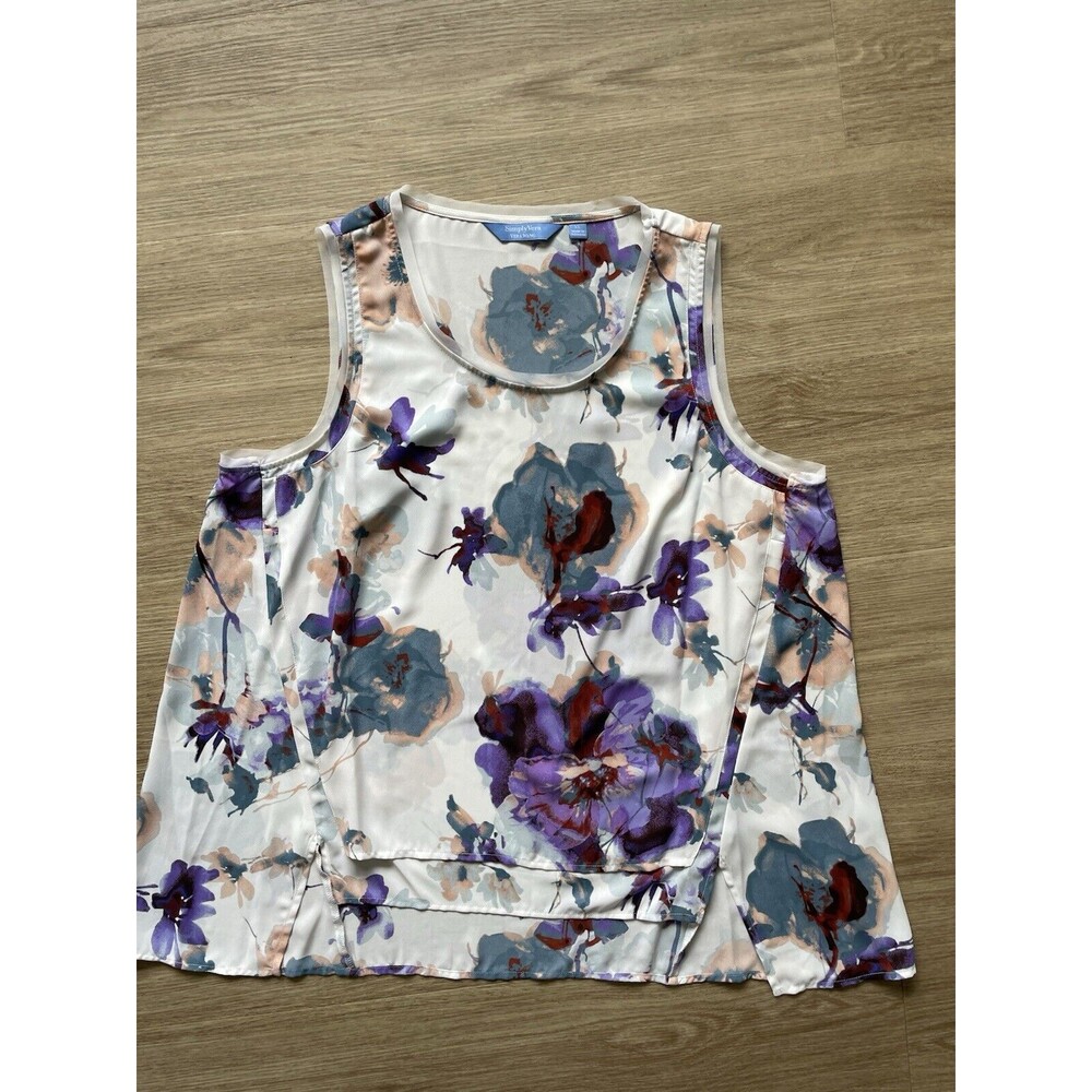 Simply Vera Vera Wang High-Low Layered trim Sleeveless Top Floral Size XL